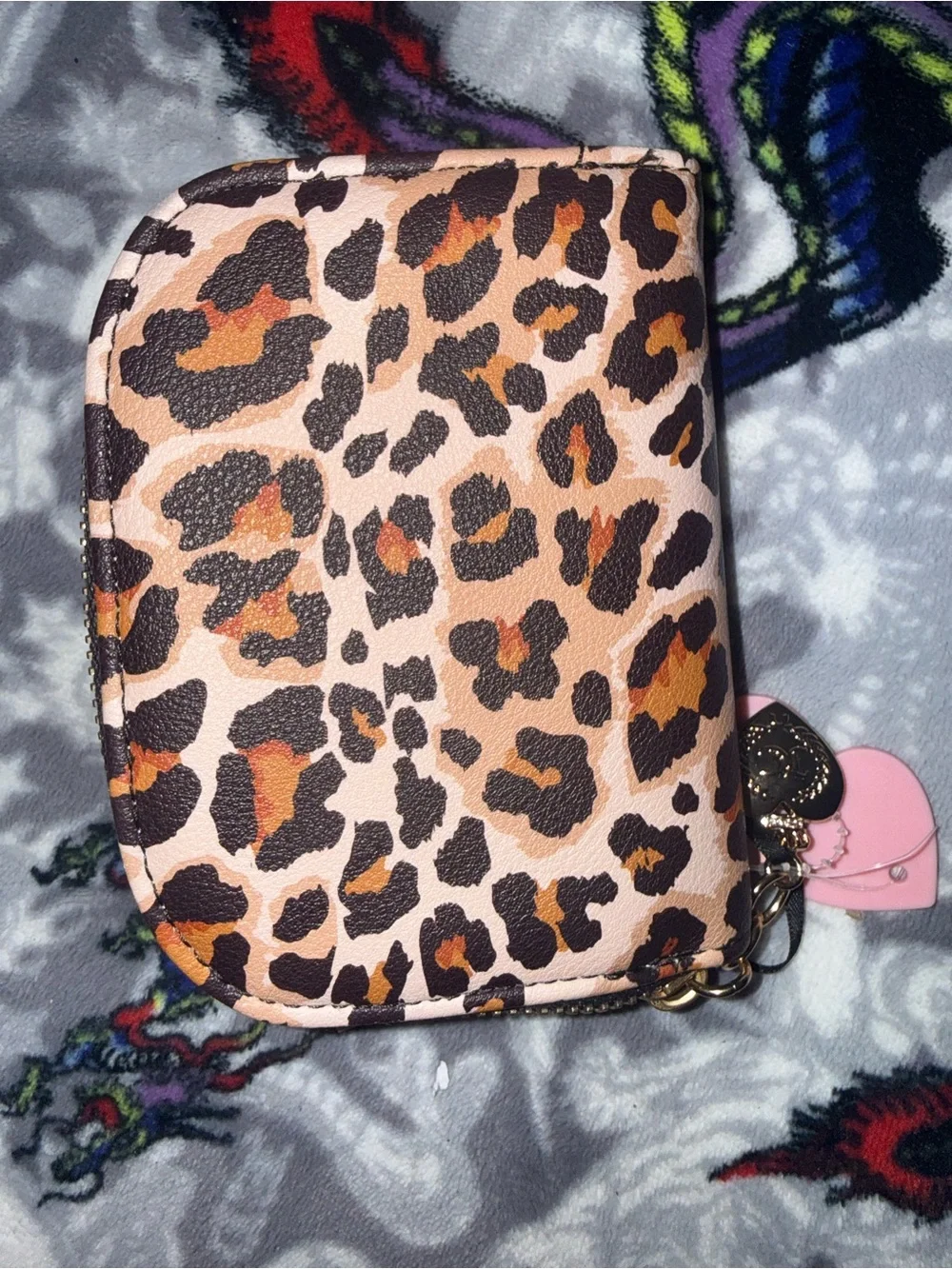 Juicy Couture Leopard Cosmetic Pouch - Pink, Brown & Black